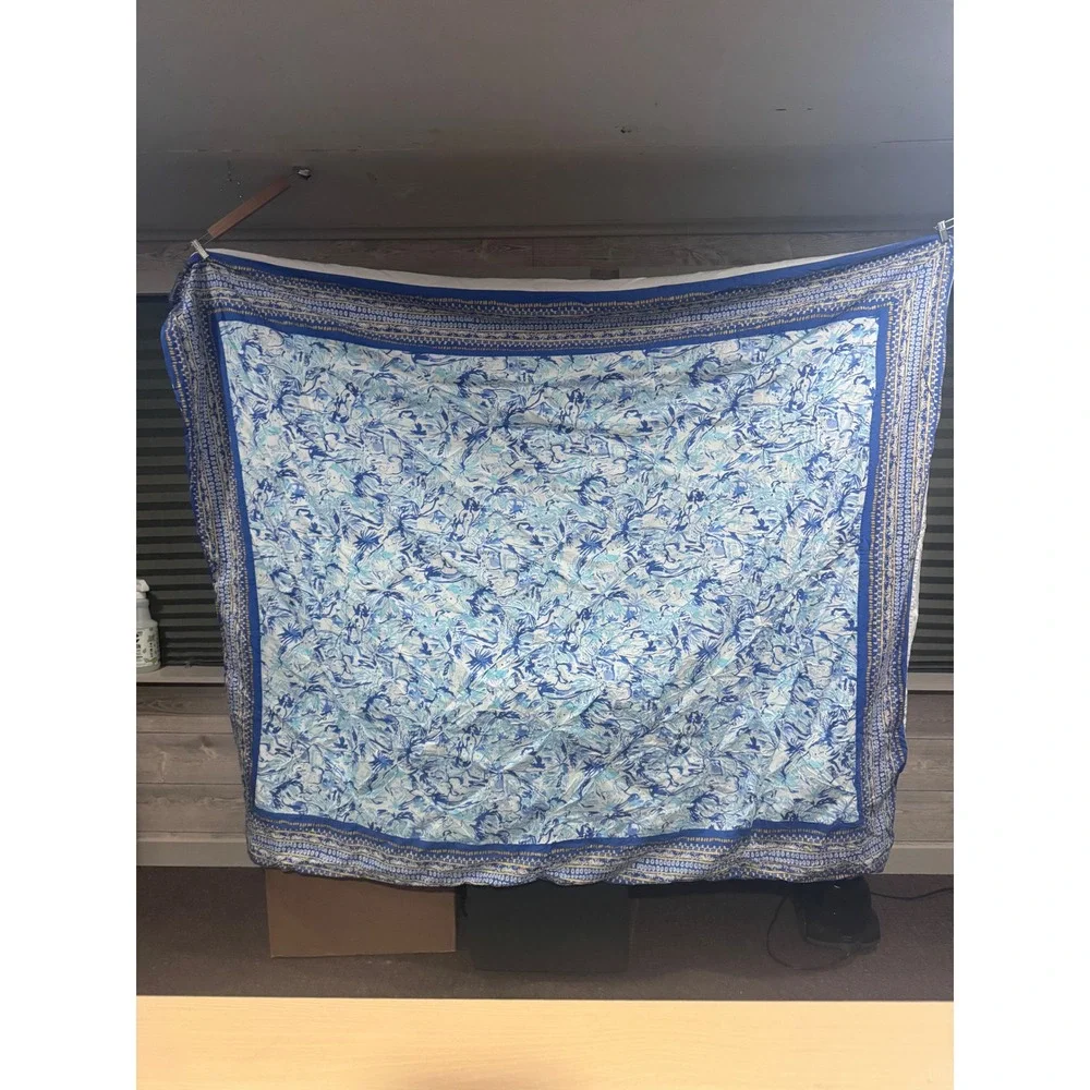 Lilly Pulitzer for PB Teen Twin Duvet Cover Blue Tropical Palm Print 100% Cotton